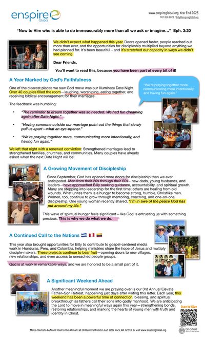 Year End 2025 Ministry Update
